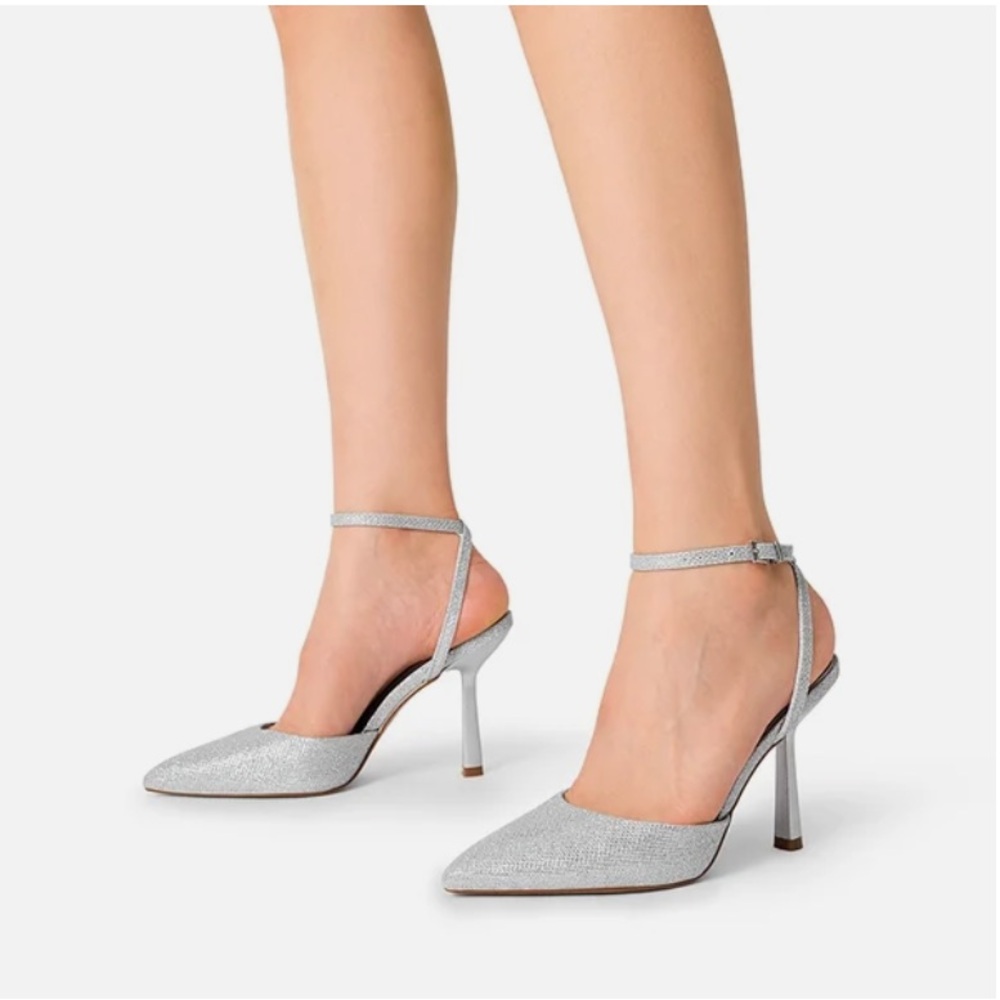 Silver sparkly heels! Size 7